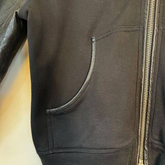 Burberry Brit Women's Black Hooded Cotton/Leather Jacket Size Medium - Picture 5 of 8